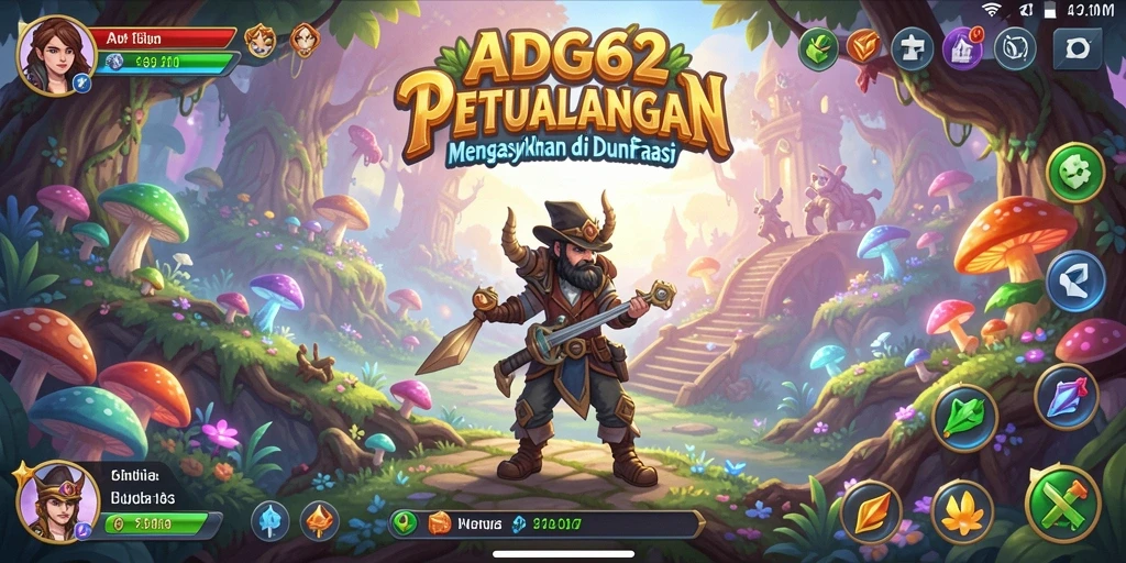 Screenshot menunjukkan petualangan menegangkan di dunia fantasi.