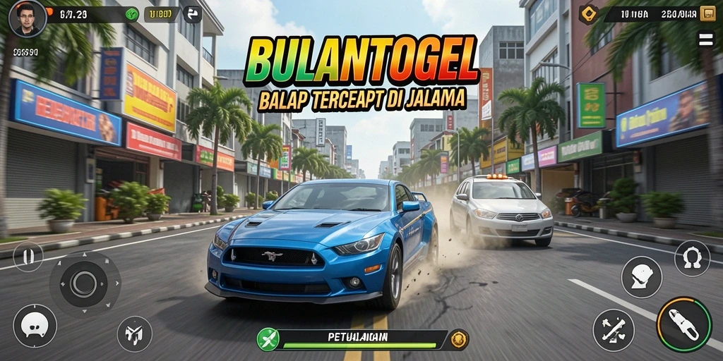 Screenshot menunjukkan aksi balapan yang mendebarkan dalam BULANTOGEL.