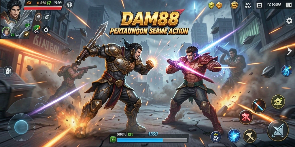 Screenshot dari gameplay menegangkan di DAM88 dengan pertarungan yang seru.