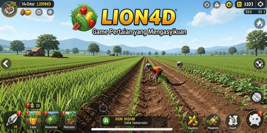 Tampilan gameplay LION4D yang menarik dengan berbagai aktivitas pertanian.