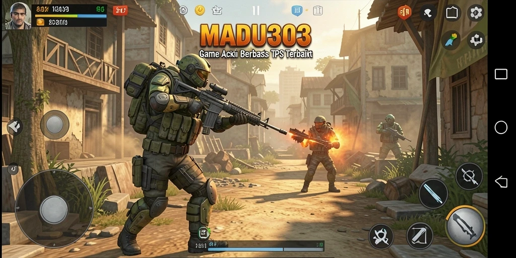 Tampilan gameplay seru dalam MADU303 dengan aksi tembak-menembak yang menegangkan.