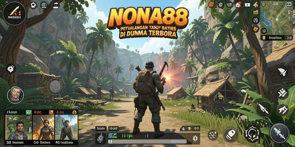 Screenshot utama NONA88 menampilkan gameplay eksplorasi dunia terbuka.