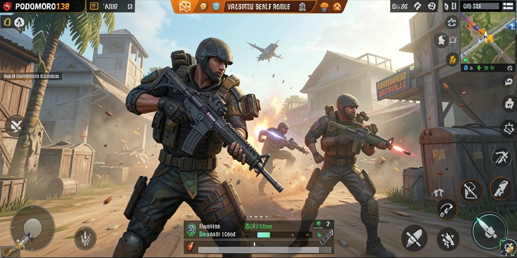 Screenshot utama menunjukkan aksi bertarung seru di PODOMORO138.