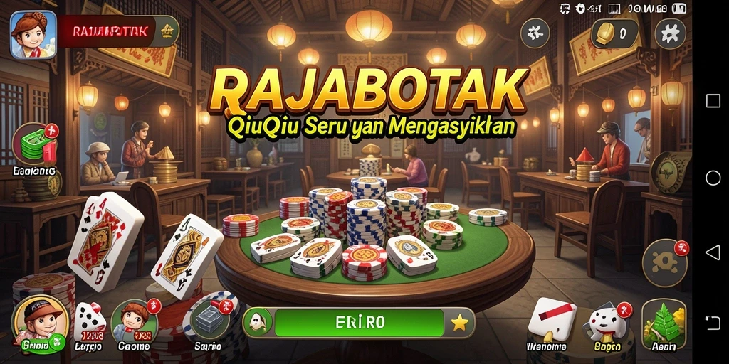 Screenshot gameplay RAJABOTAK yang menampilkan keseruan bermain QiuQiu.