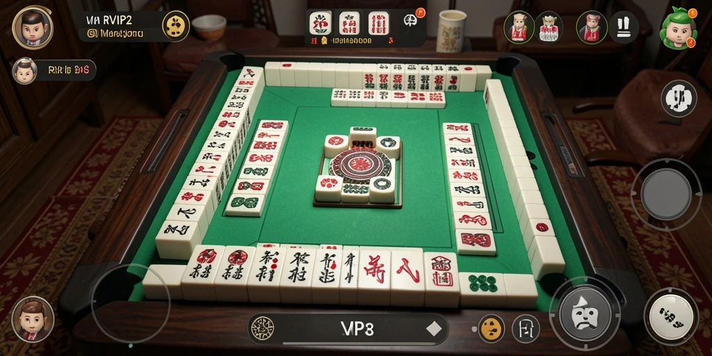 Screenshot ini menunjukkan gameplay seru dalam RVIP2 Mahjong.